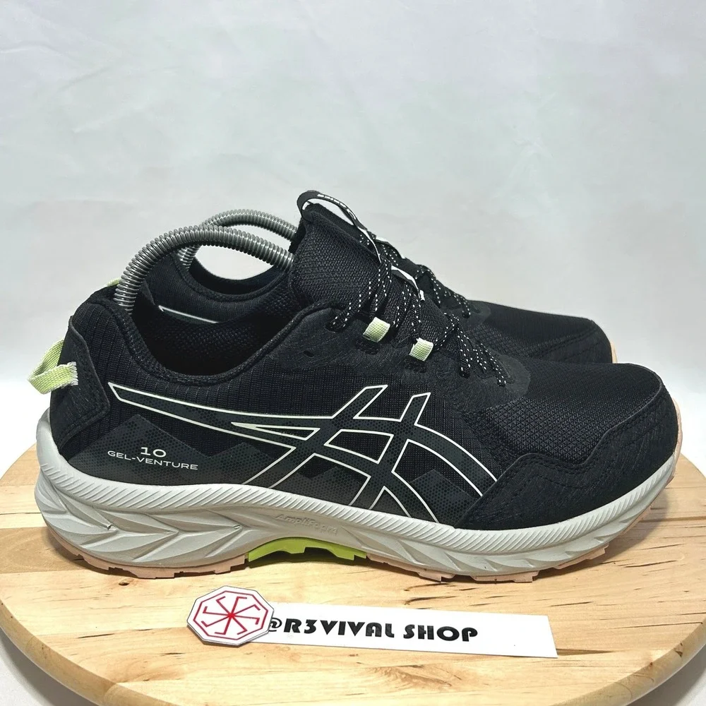 ASICS Gel Venture 10 Black Whisper Green Women's Running Sneaker - Size 12
